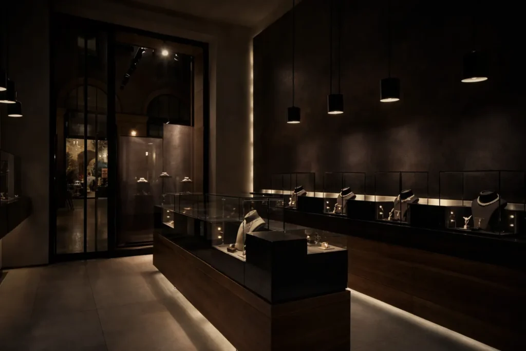 Joyería de noche conectada a una central de alarmas