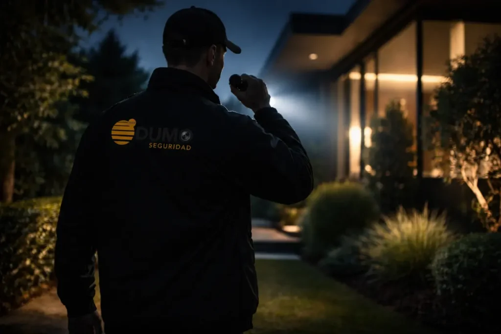 Vigilante de Dumo en un servicio de acuda en una casa en Barcelona de noche